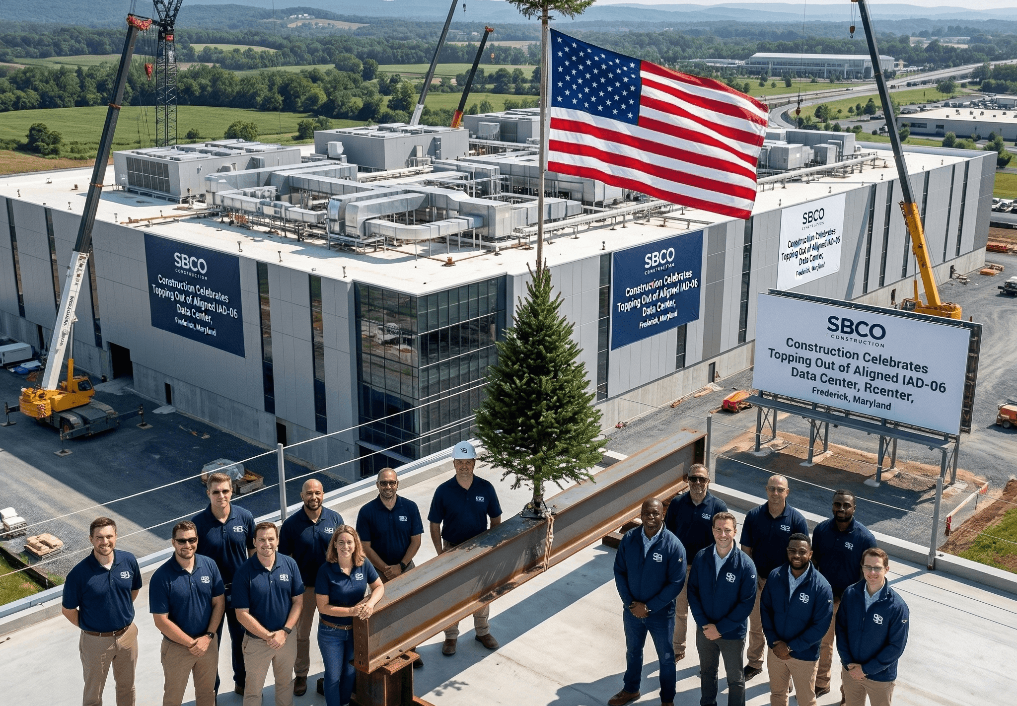 SBCO Construction Celebrates Topping Out of Aligned IAD-06 Data Center in Frederick, Maryland